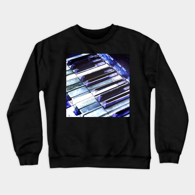 Blue Abstract Piano Keys Crewneck Sweatshirt by jaiogencimusa